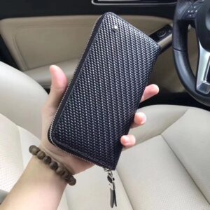 【Original Order】 Small Zipper Wallet Black Counter Version YKk Slider Counter Zipper Leather Top Imported First Layer Cowhide Model 16353 Size 19-10-2cm with a full set of packaging