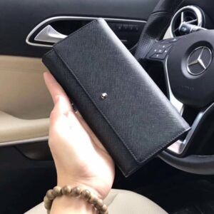 Montblanc's ๐ new ๐MONTBLANC two-fold wallet black top imported first layer of saffiano cowhide Exquisite handmade Model 16358 Size 19-11-3cm with gift box
