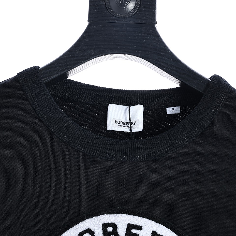 Burberry 22FW Circle Towel Embroidery Splicing Crew Neck Sweatshirt Original, 800 Purchased Development, Rib, Fabric Reactive Black Same Tank Dyeing Made of 32S380G Combed Cotton Contrast Three-dimensional Towel Embroidery Process Body Ribbed Stitching Design Version The original accessories are matched with the hand-sewn main mark The three standards are complete The inner card of the tag is matched with the engraved hanging grain size: XS-L - 图片 10
