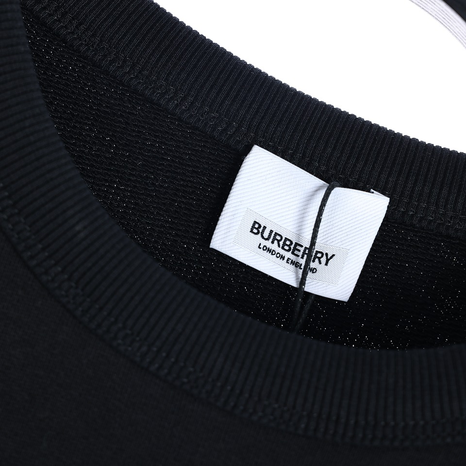 Burberry 22FW Circle Towel Embroidery Splicing Crew Neck Sweatshirt Original, 800 Purchased Development, Rib, Fabric Reactive Black Same Tank Dyeing Made of 32S380G Combed Cotton Contrast Three-dimensional Towel Embroidery Process Body Ribbed Stitching Design Version The original accessories are matched with the hand-sewn main mark The three standards are complete The inner card of the tag is matched with the engraved hanging grain size: XS-L - 图片 6