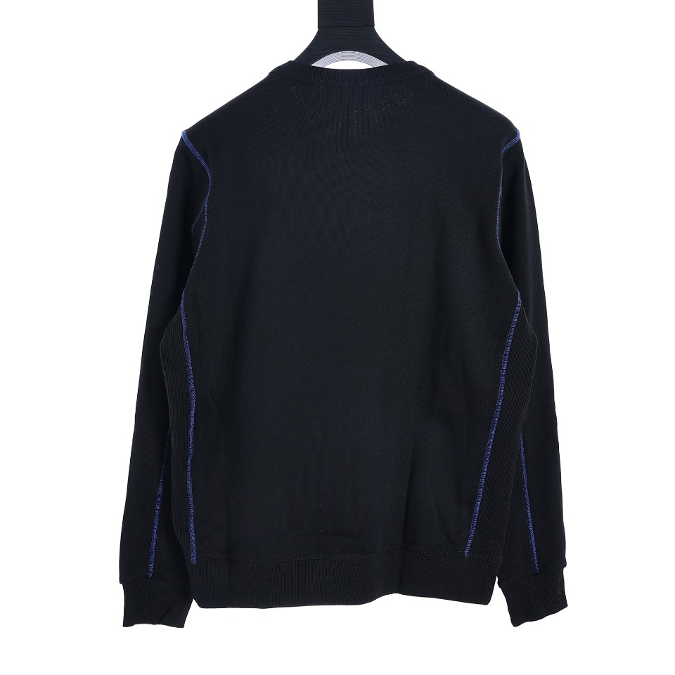 Burberry 22FW Circle Towel Embroidery Splicing Crew Neck Sweatshirt Original, 800 Purchased Development, Rib, Fabric Reactive Black Same Tank Dyeing Made of 32S380G Combed Cotton Contrast Three-dimensional Towel Embroidery Process Body Ribbed Stitching Design Version The original accessories are matched with the hand-sewn main mark The three standards are complete The inner card of the tag is matched with the engraved hanging grain size: XS-L